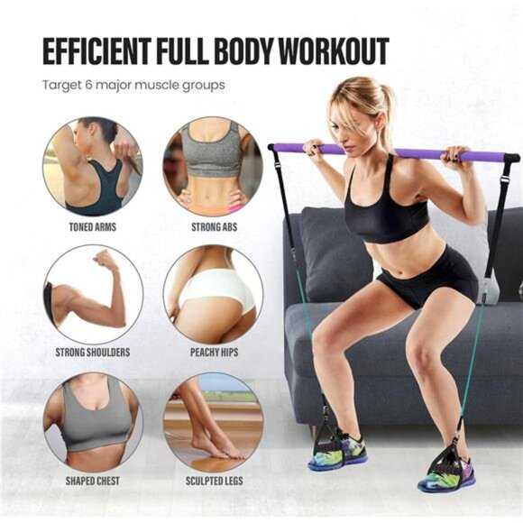 Upgraded Pilates Bar Kit – 39” Adjustable Exercise Equipment for Men, Women - Picture 6 of 7